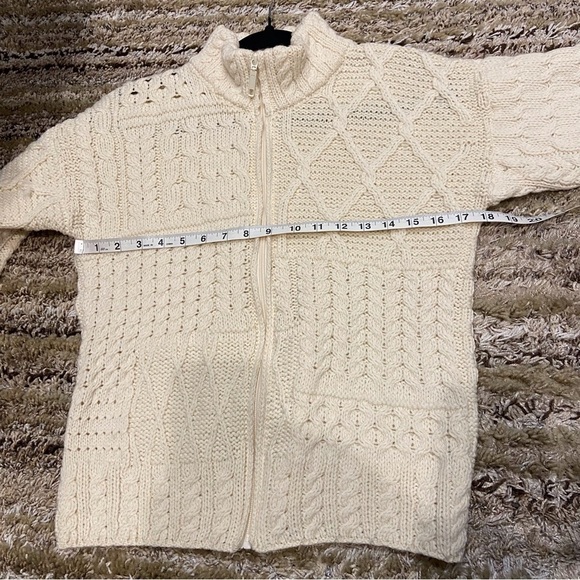 Carriag Donn small Marino Wool Thick Cable Knit Zip Up Sweater Cardigan - Picture 10 of 11